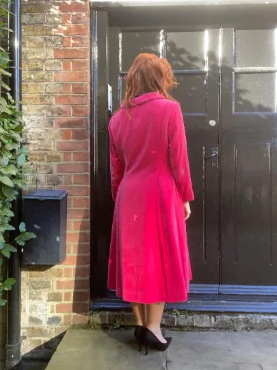 1960s Norman Hartnell Couture Shocking Pink Velvet Coat