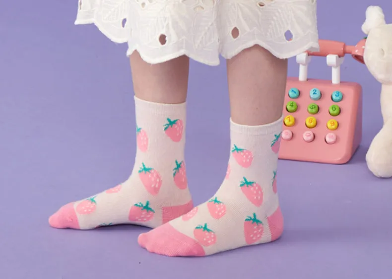 3 Pack Kids' Socks | Cotton | Strawberry