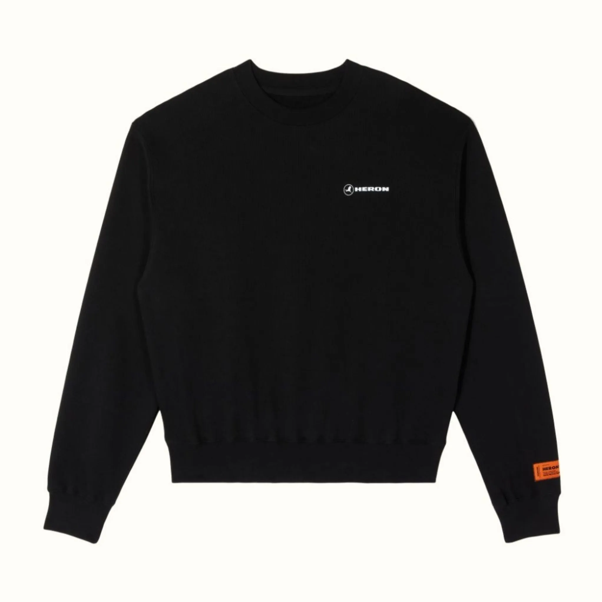 (70% OFF) HERON PRESTON Tape Logo Crewneck Sweatshirt Black