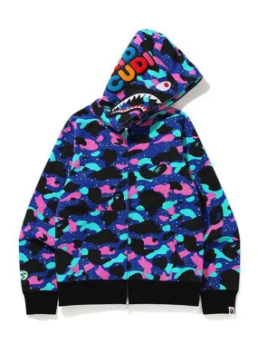 Limited Edition A Bathing Ape x Kid Cudi Multi Camo Shark Full Zip Hoodie