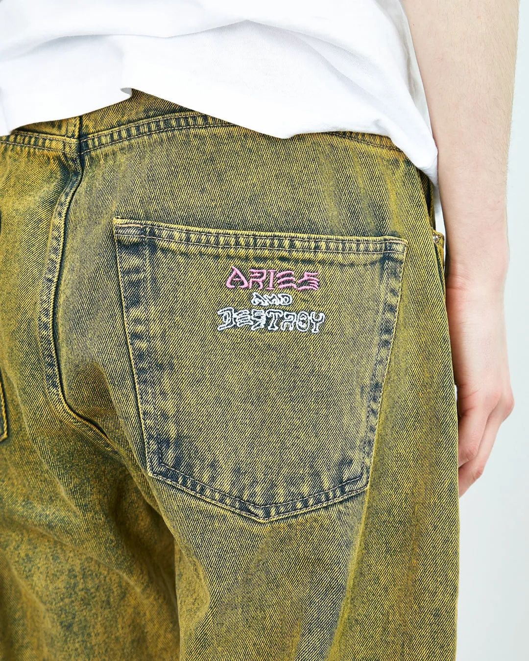 Acid Wash Batten Jean - Gold