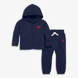 Baby embroidered heart snap jacket & pant set