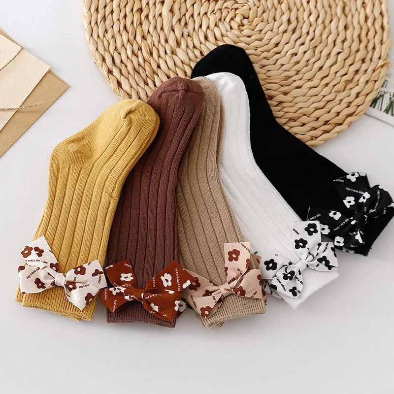 Baby Kid Girls Solid Color Bow Accessories Socks Wholesale 24011143