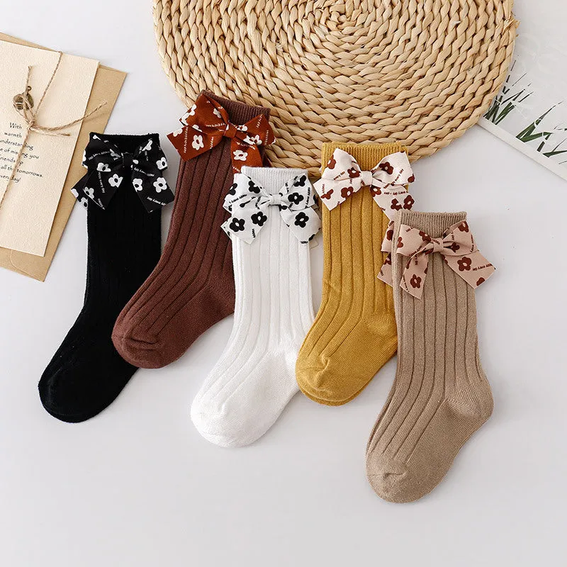 Baby Kid Girls Solid Color Bow Accessories Socks Wholesale 24011143