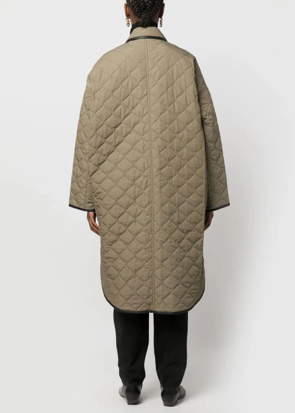 Beige Quilted Cocoon Coat