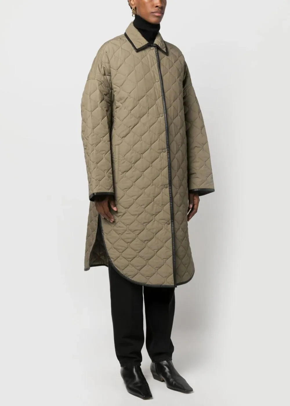 Beige Quilted Cocoon Coat