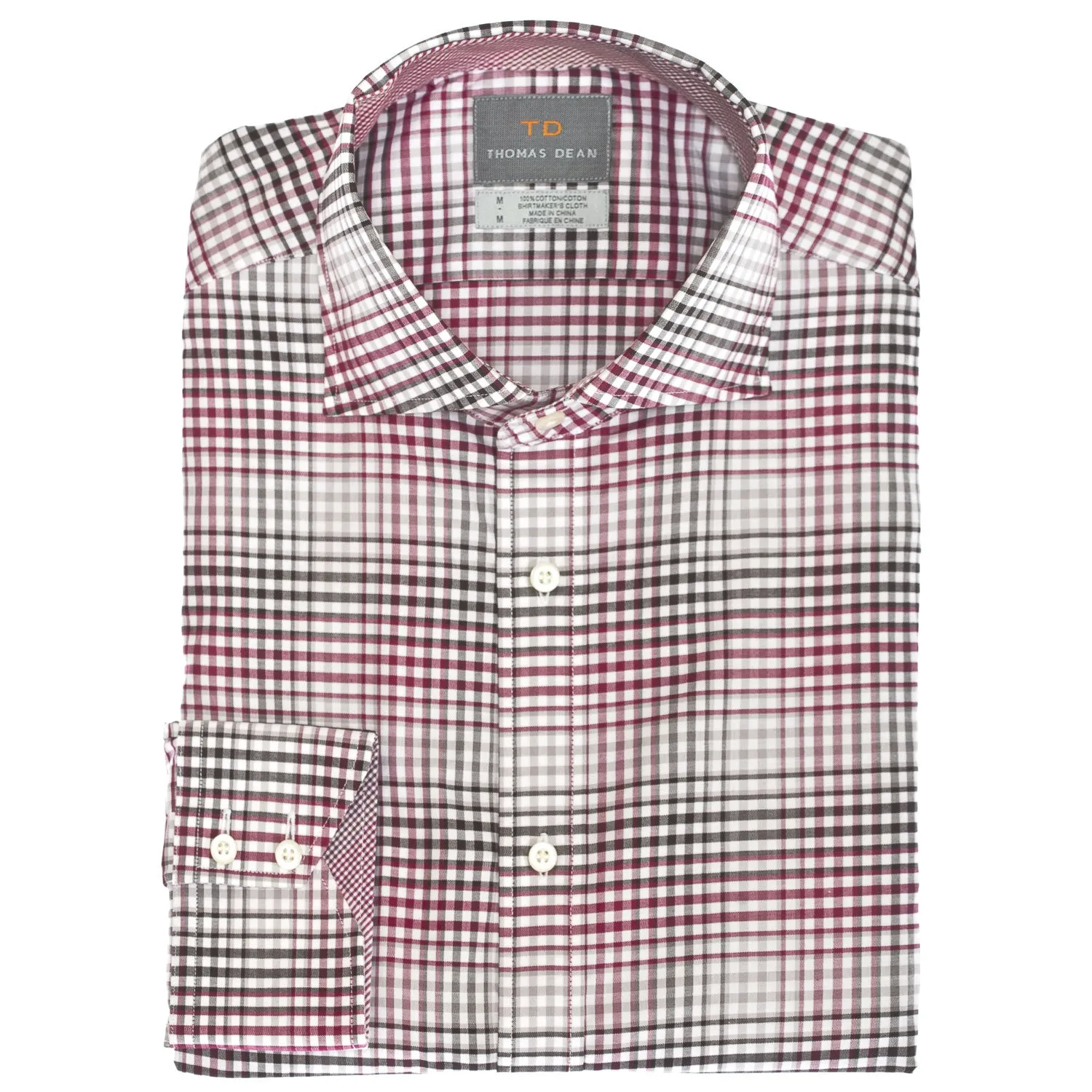 Big & Tall Wine Check Button Down Sport Shirt