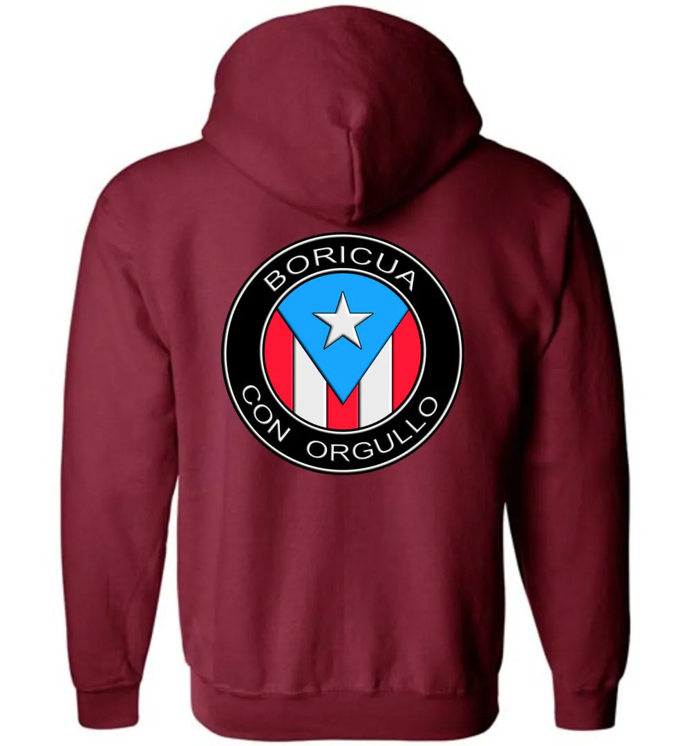 Boricua Con Orgullo (Youth-5XL) Zipper Hoodie (Image on front and back)