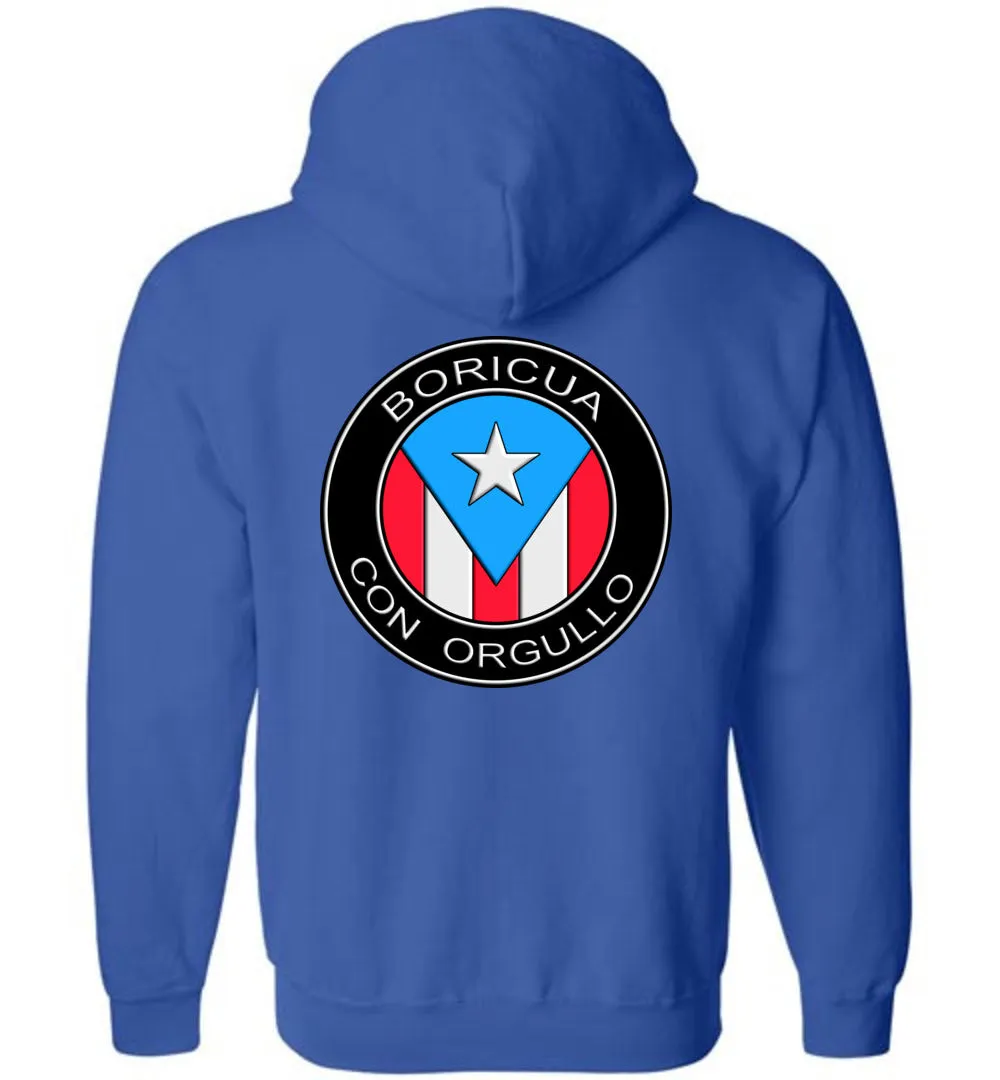 Boricua Con Orgullo (Youth-5XL) Zipper Hoodie (Image on front and back)