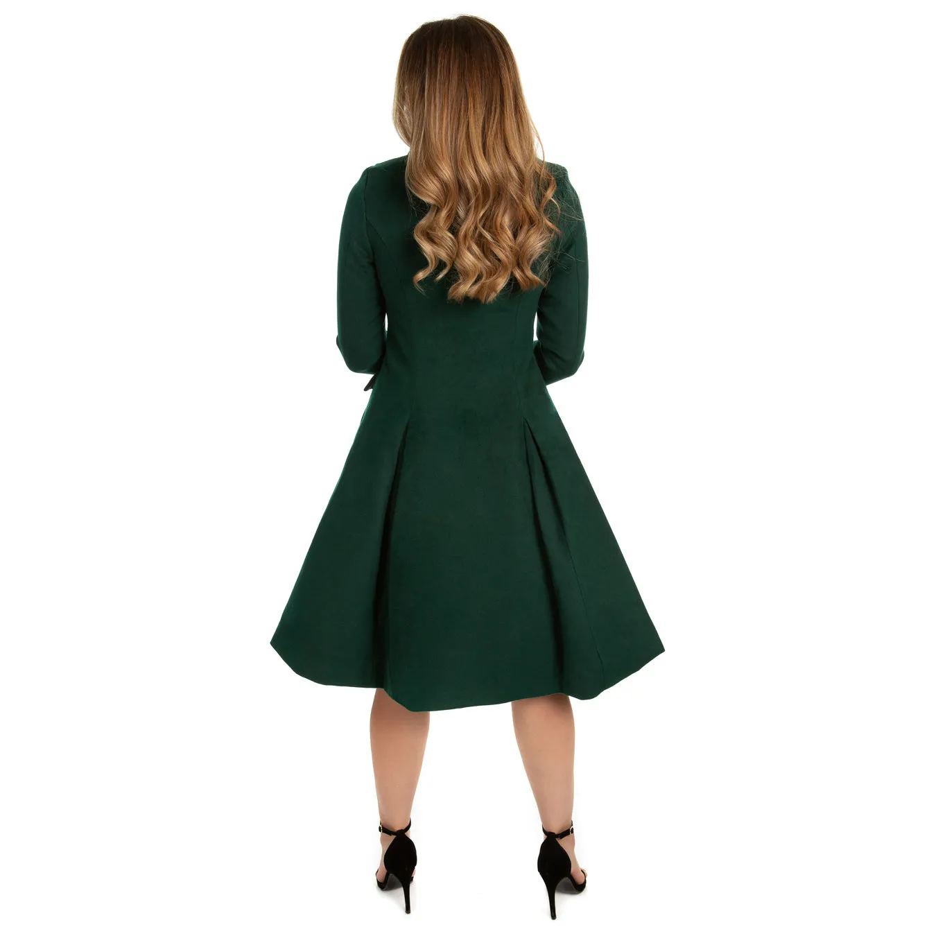 Bottle Green Vintage Inspired Classic Swing Coat