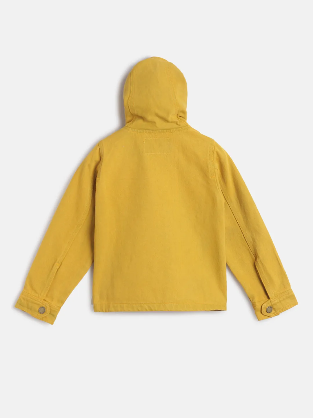 Boys Regular Fit Cotton Yellow Jacket With Hood