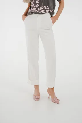 Cindy Cropped Straight Leg Trouser In White