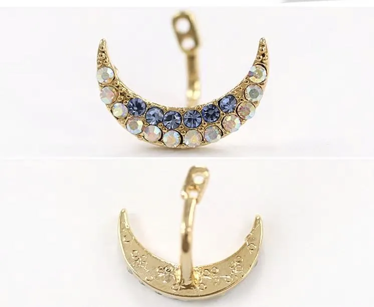 Classic Moon Rhinestone Ear Jacket Stud Earrings