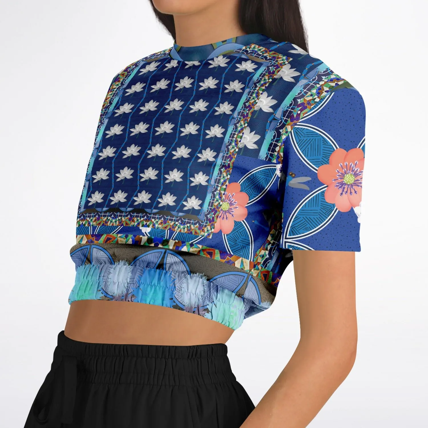 Dahlia Lama Short Sleeve Cropped Eco-Poly Sweater