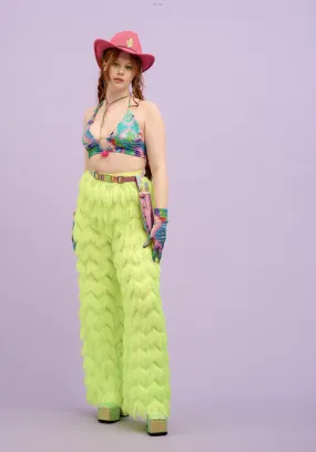 Dallas Fringed Trousers in Neon Yellow