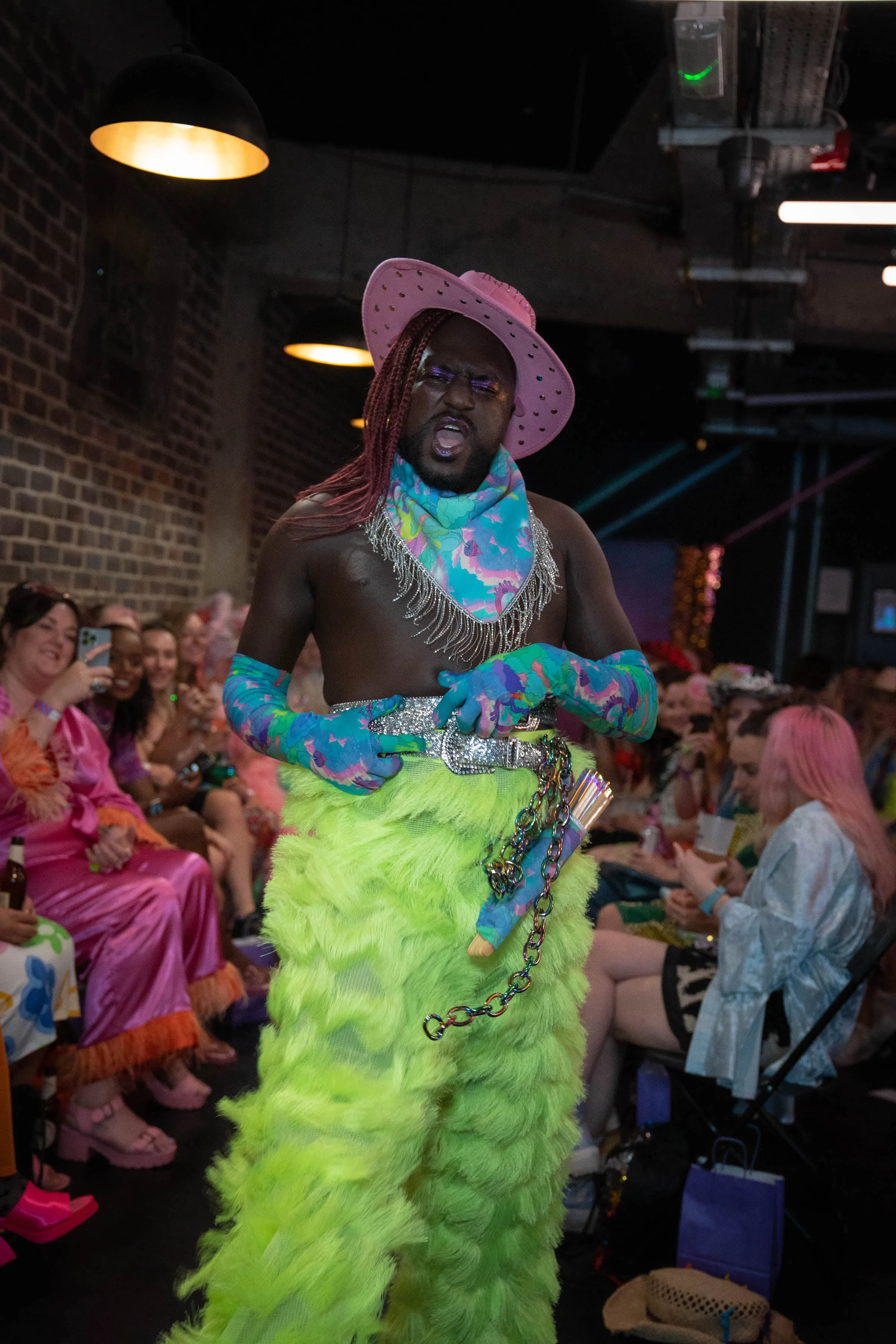 Dallas Fringed Trousers in Neon Yellow