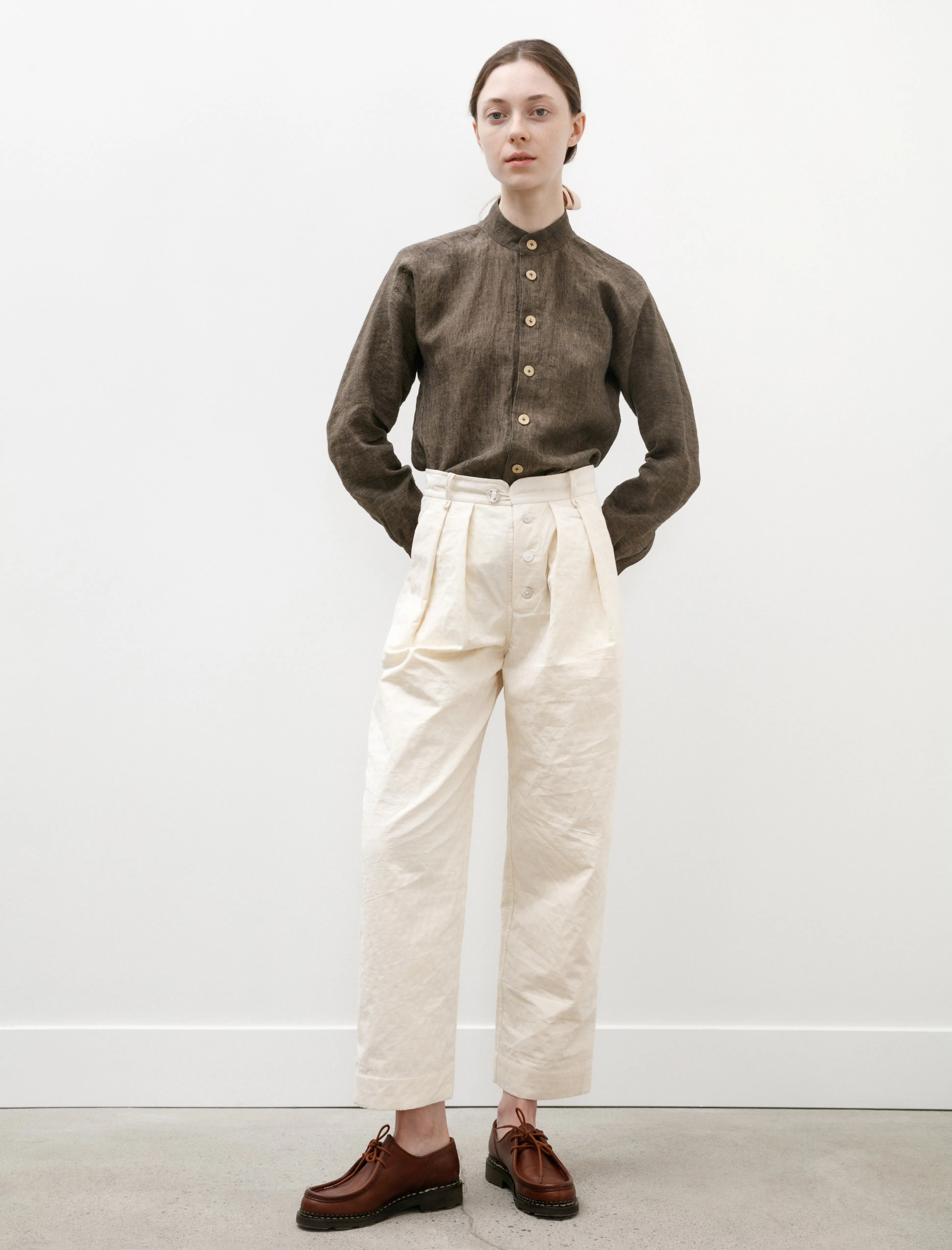 Double Pleated Trousers Ivory