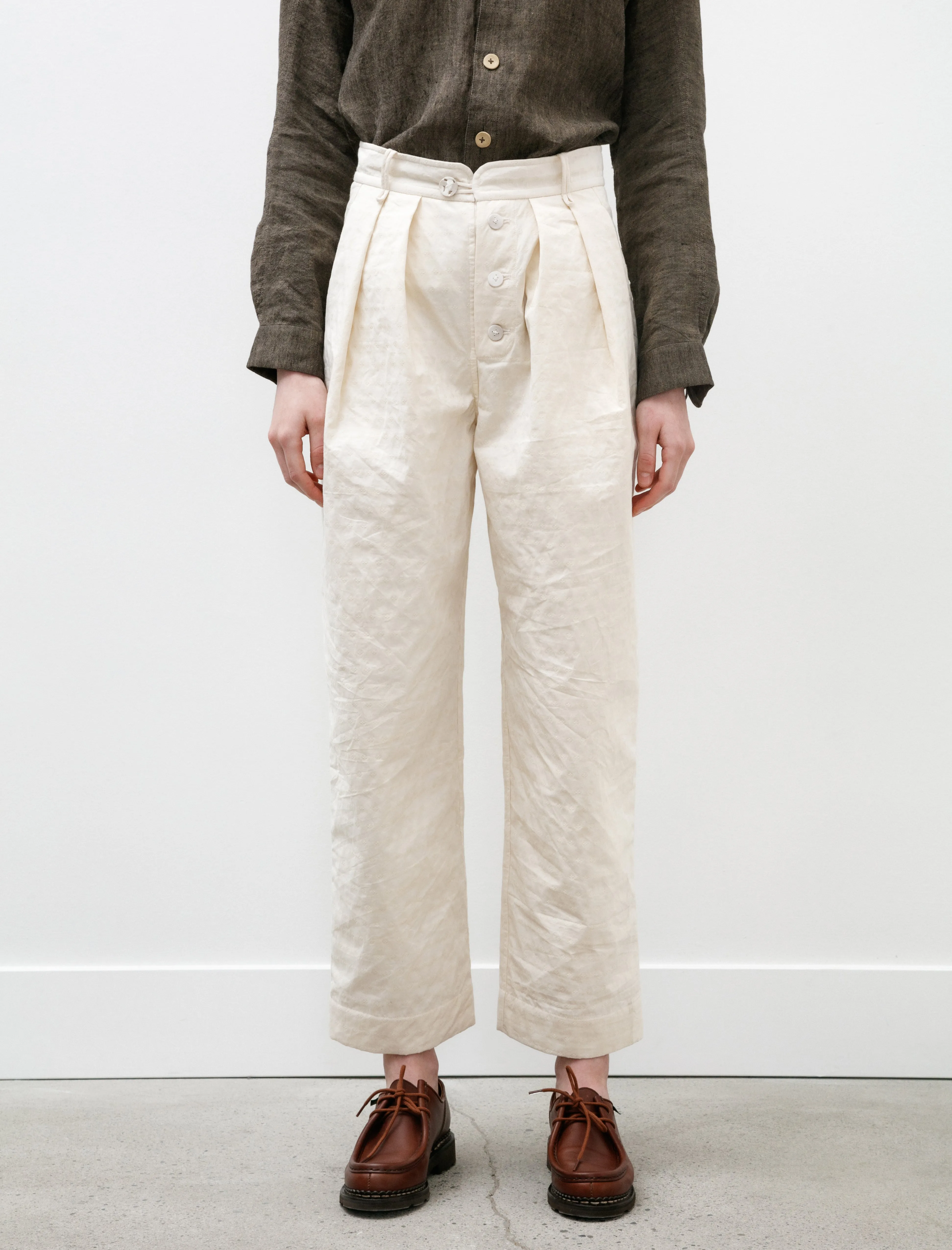 Double Pleated Trousers Ivory