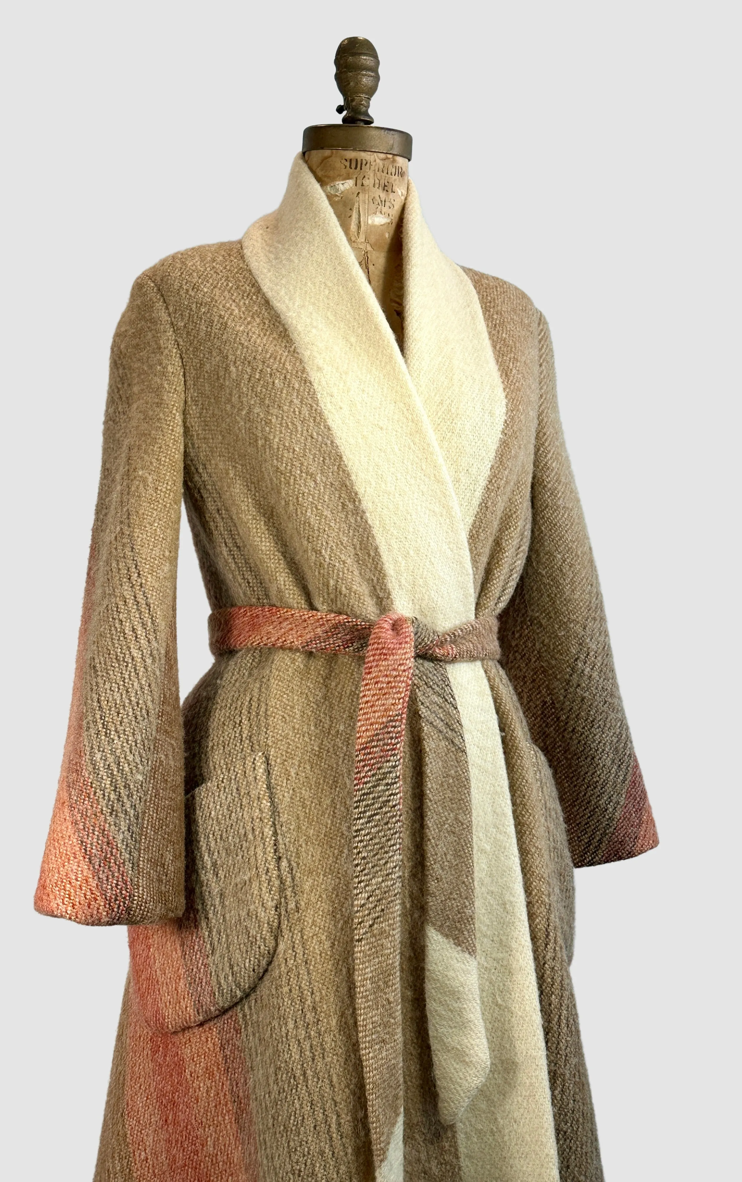 EARTH TONES Vera Maxwell Vintage 70s Chevron Coat Small Medium