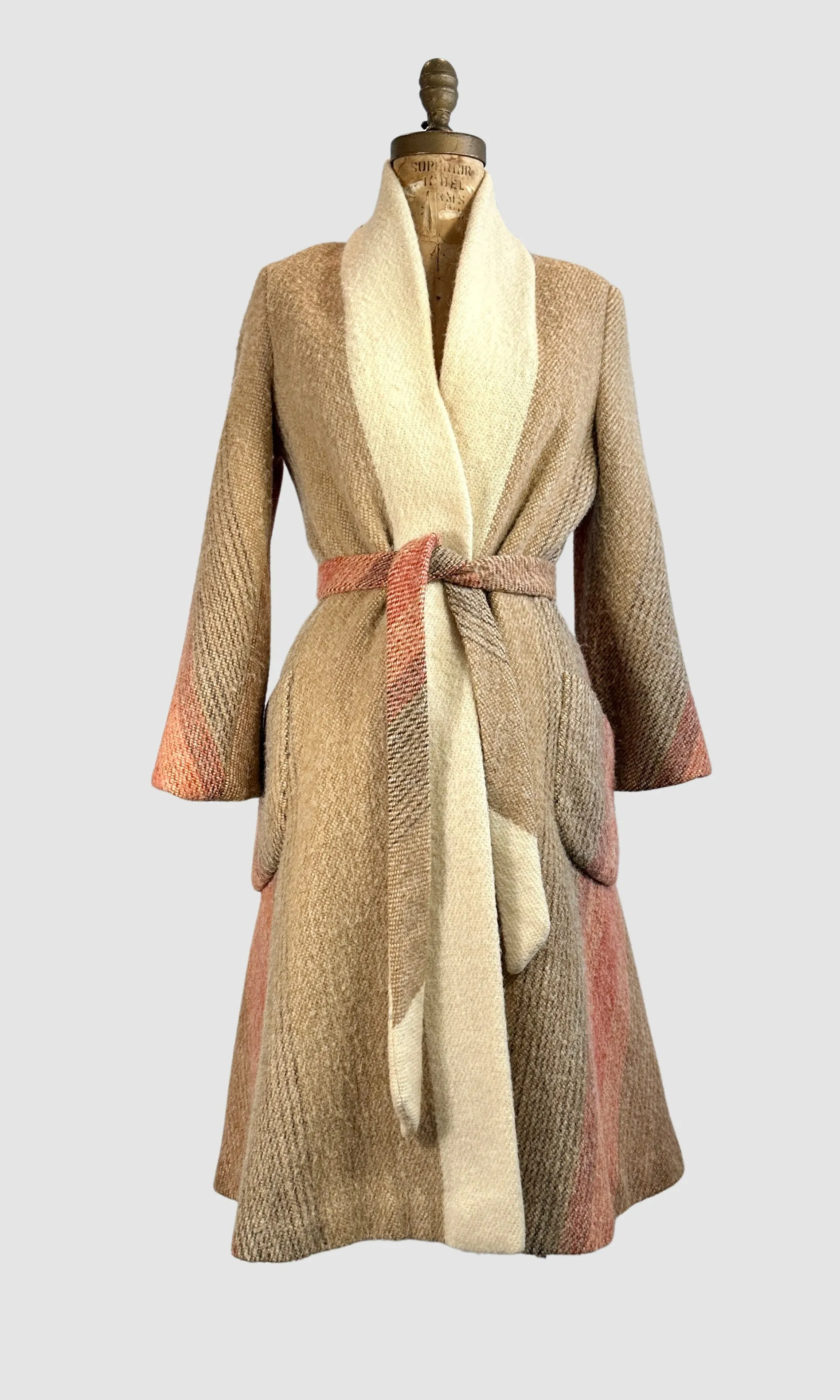 EARTH TONES Vera Maxwell Vintage 70s Chevron Coat Small Medium