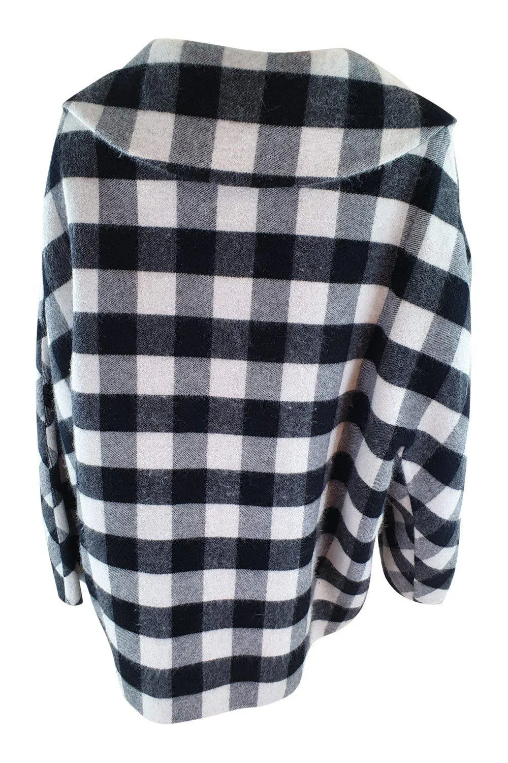 ERMANNO SCERVINO Cashmere Black White Checked Cape Coat (IT 42)