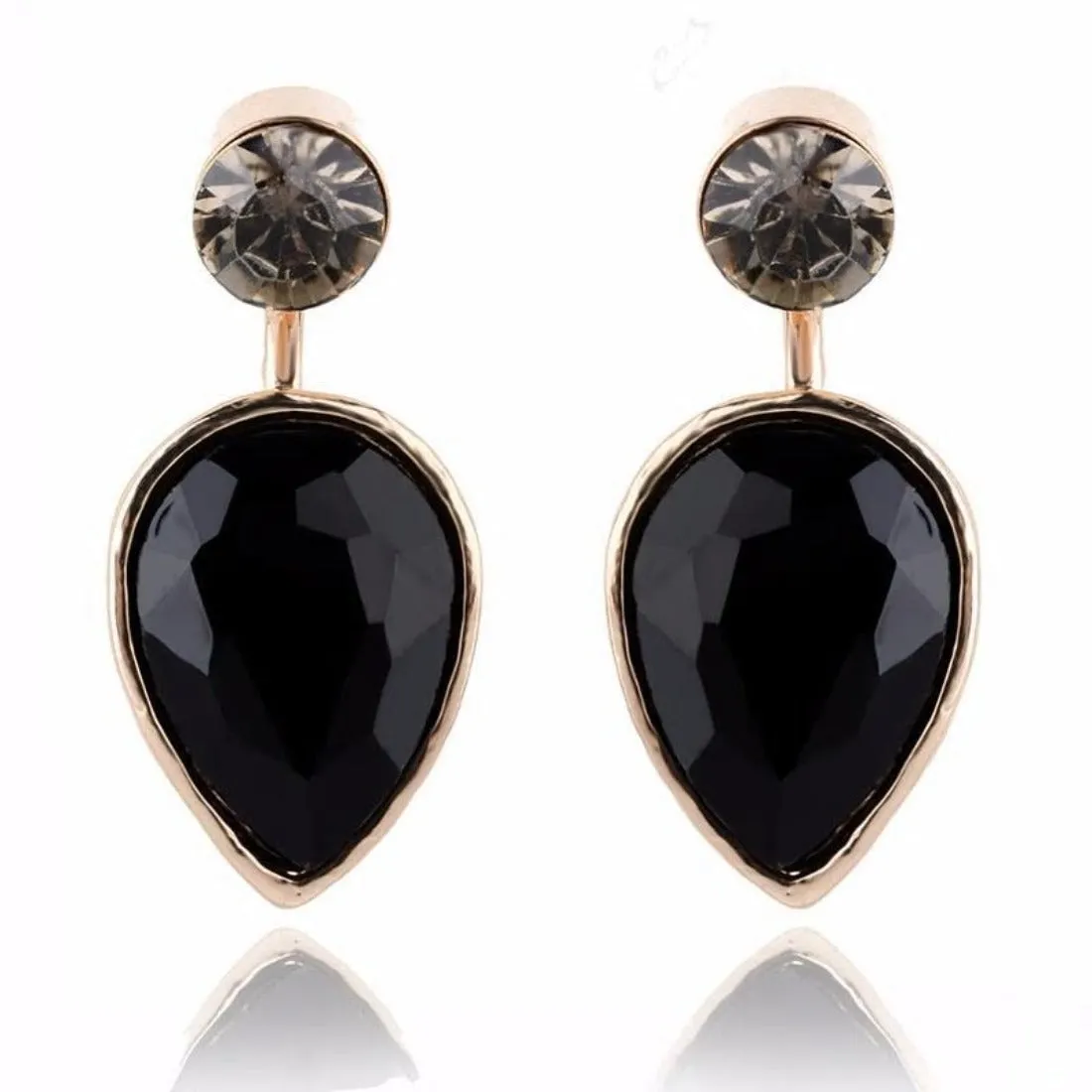 Exaggerated Crystal Drop Stud Ear Jacket - 3 Colors