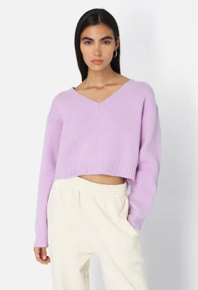 Foggy Wool V Neck Sweater / Blush