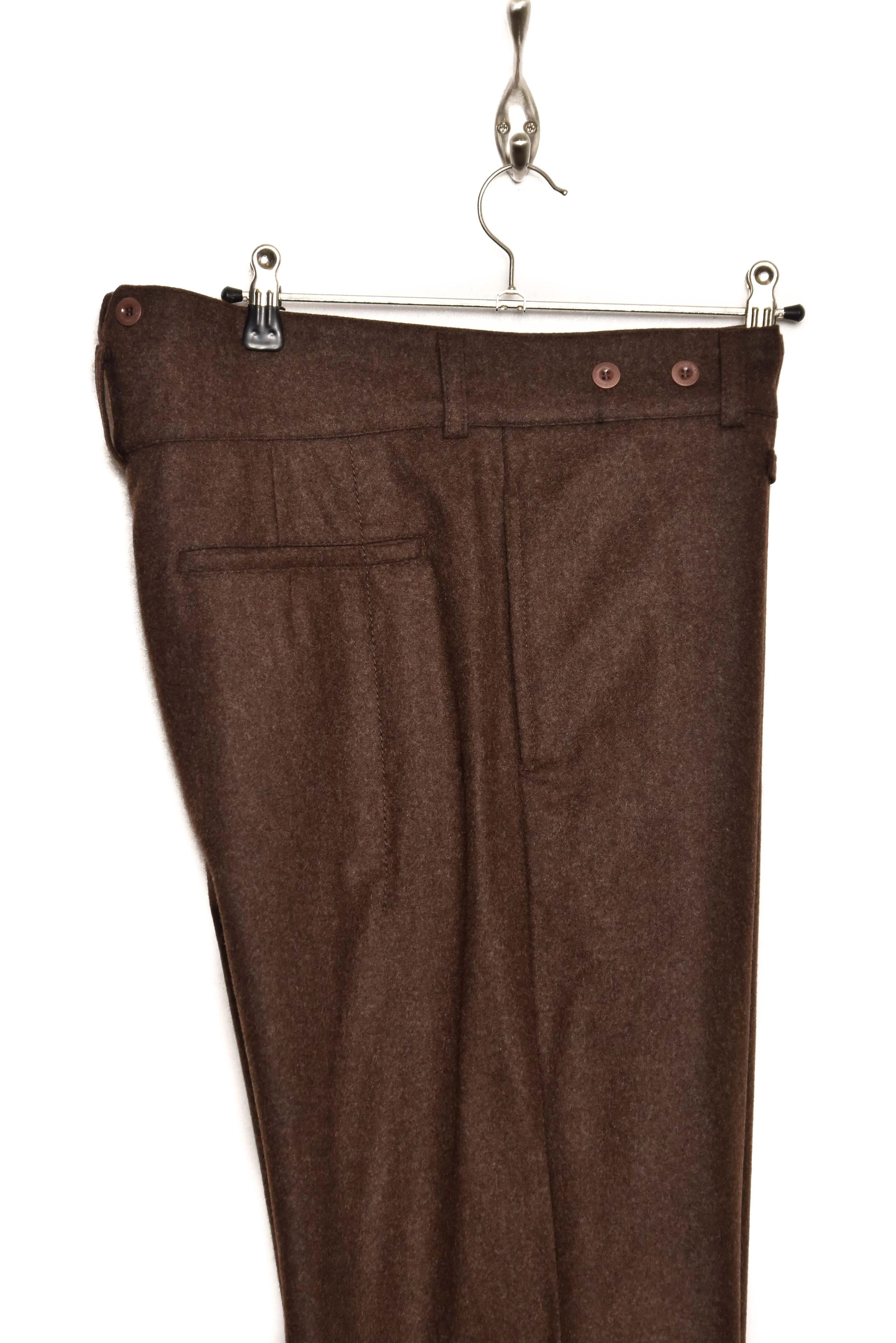 Chocolate Brown Frank Leder Wool Loden Trousers M007/03 - Size 84