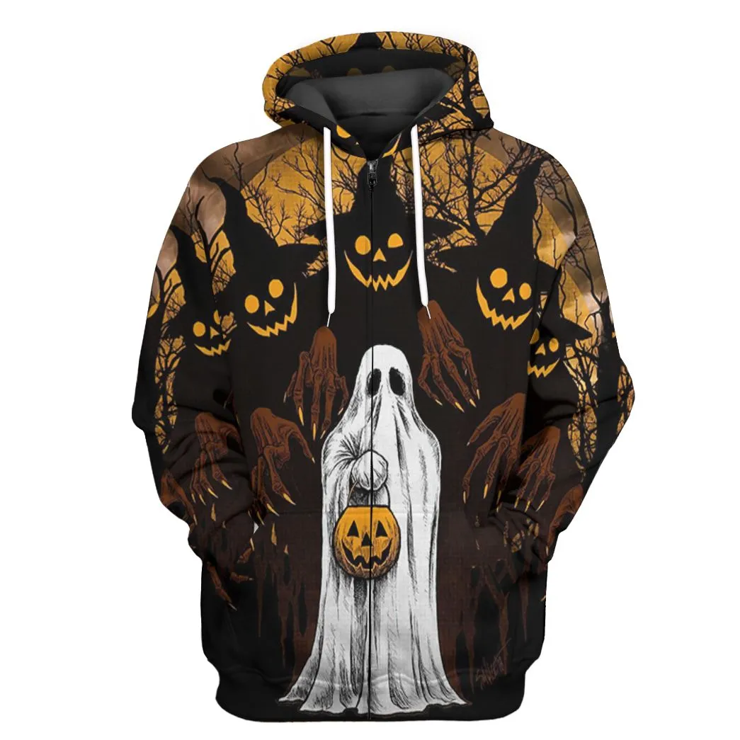 Gearhuman 3D Ghost And Jack-O'-Lantern Tshirt Hoodie Apparel