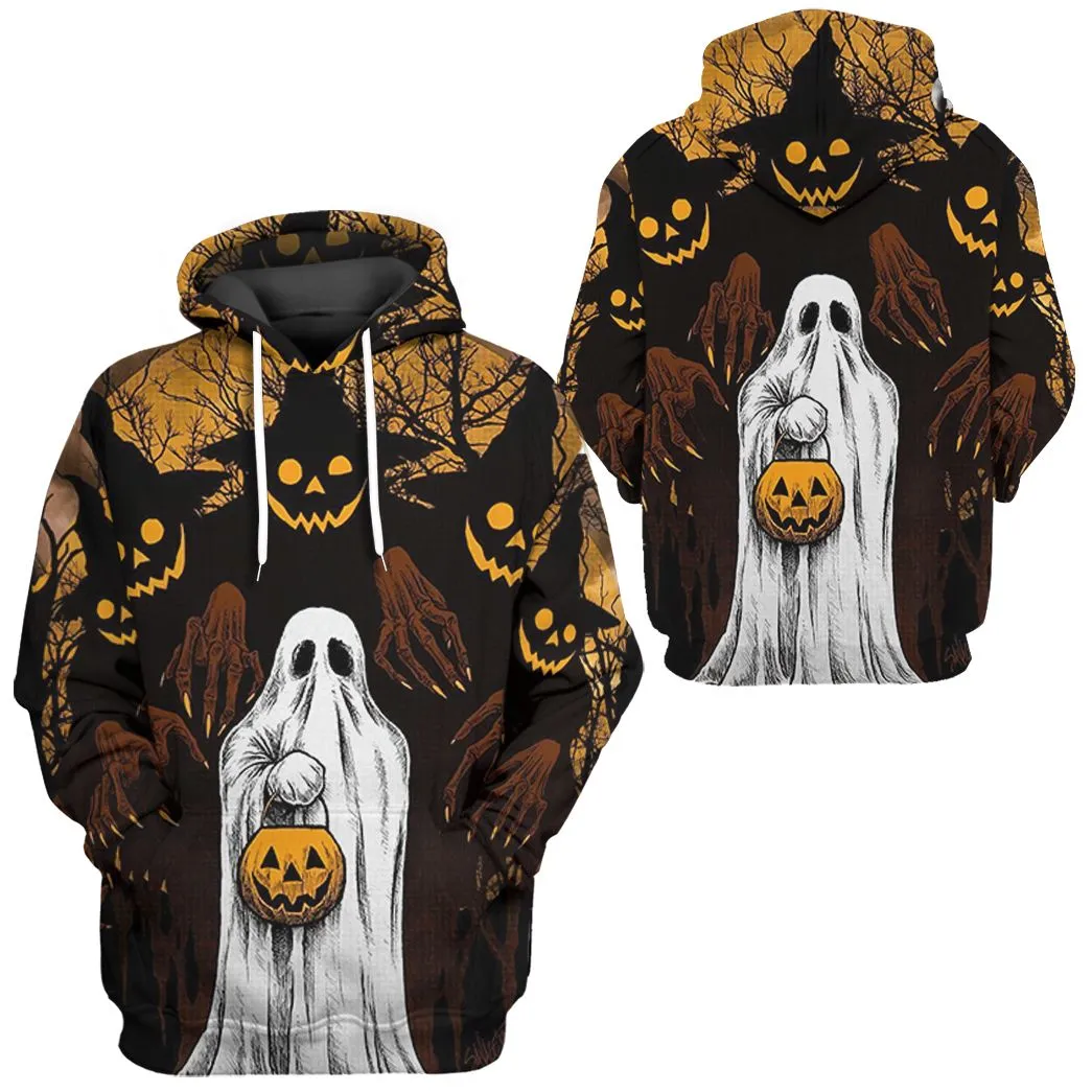 Gearhuman 3D Ghost And Jack-O'-Lantern Tshirt Hoodie Apparel