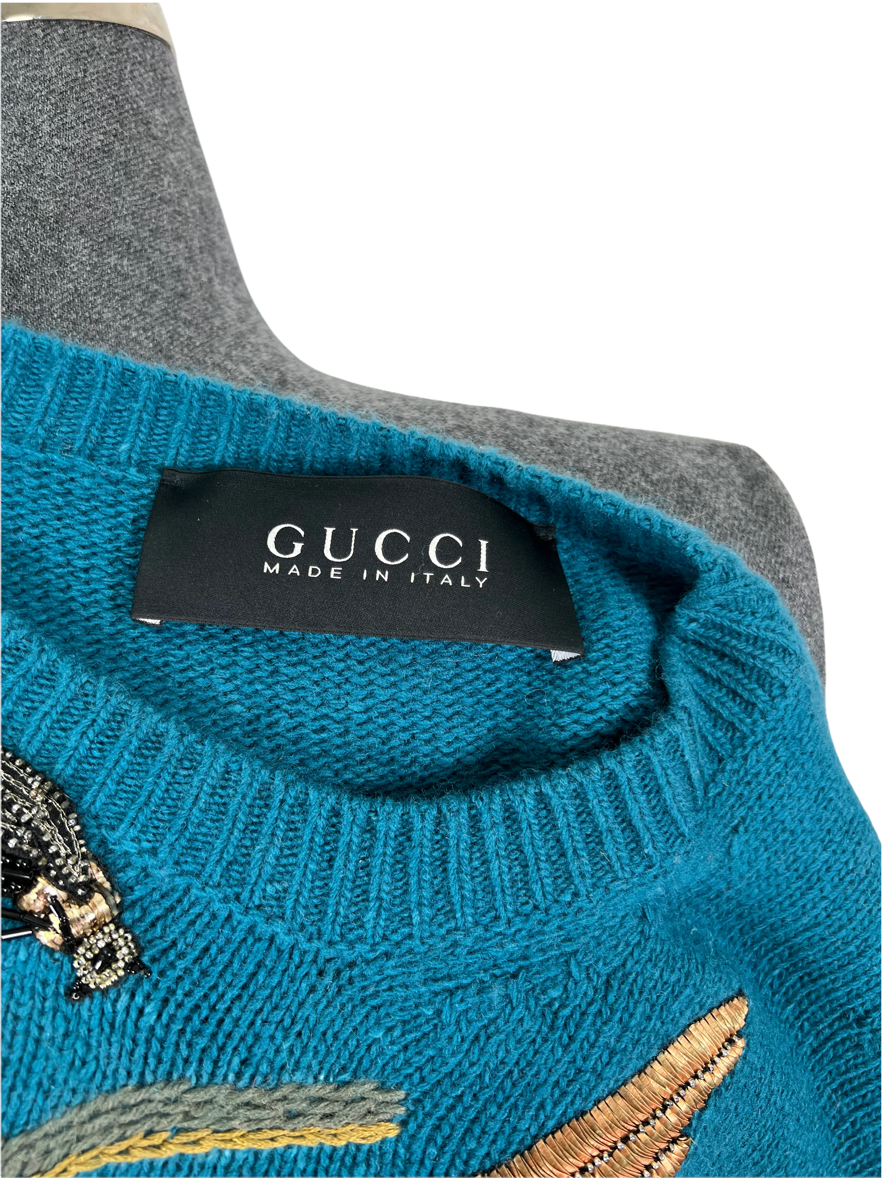 Gucci Embroidered Embellished Wool Sweater Size M