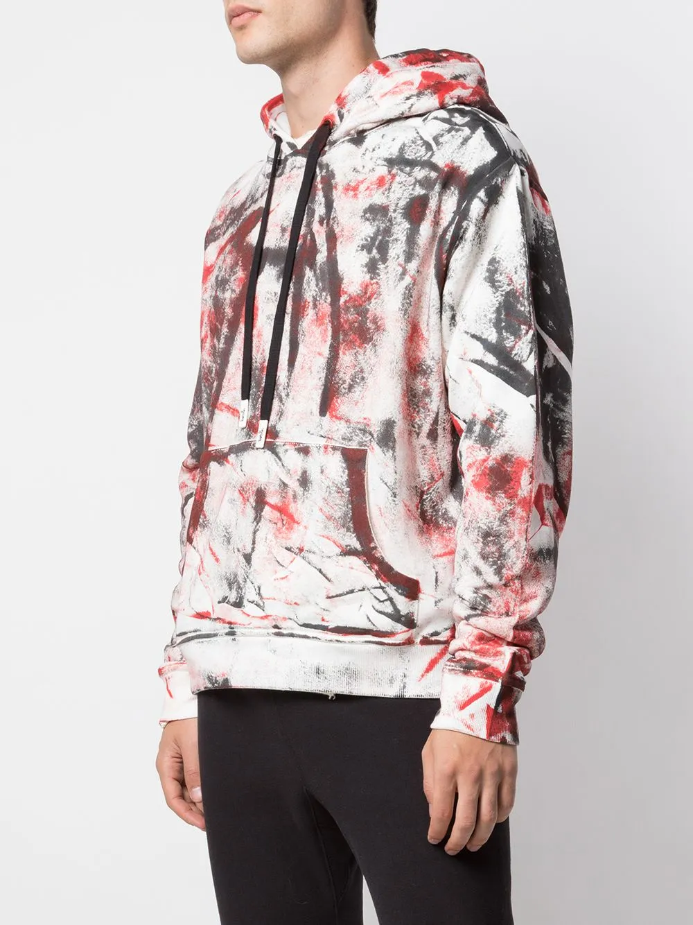 HAND PAINTED HOODIE BLACK/RED