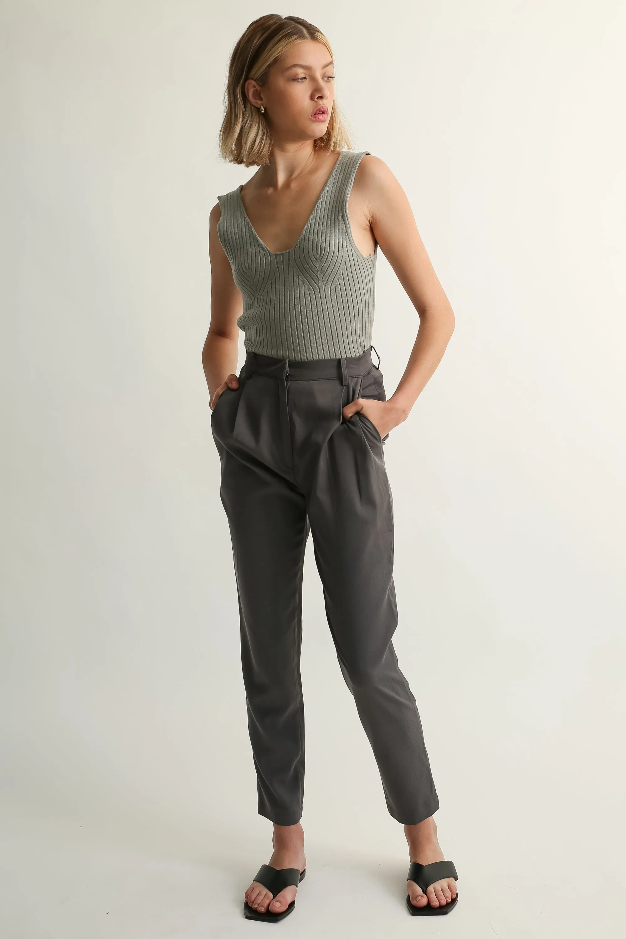 High Waisted Tencel Trousers