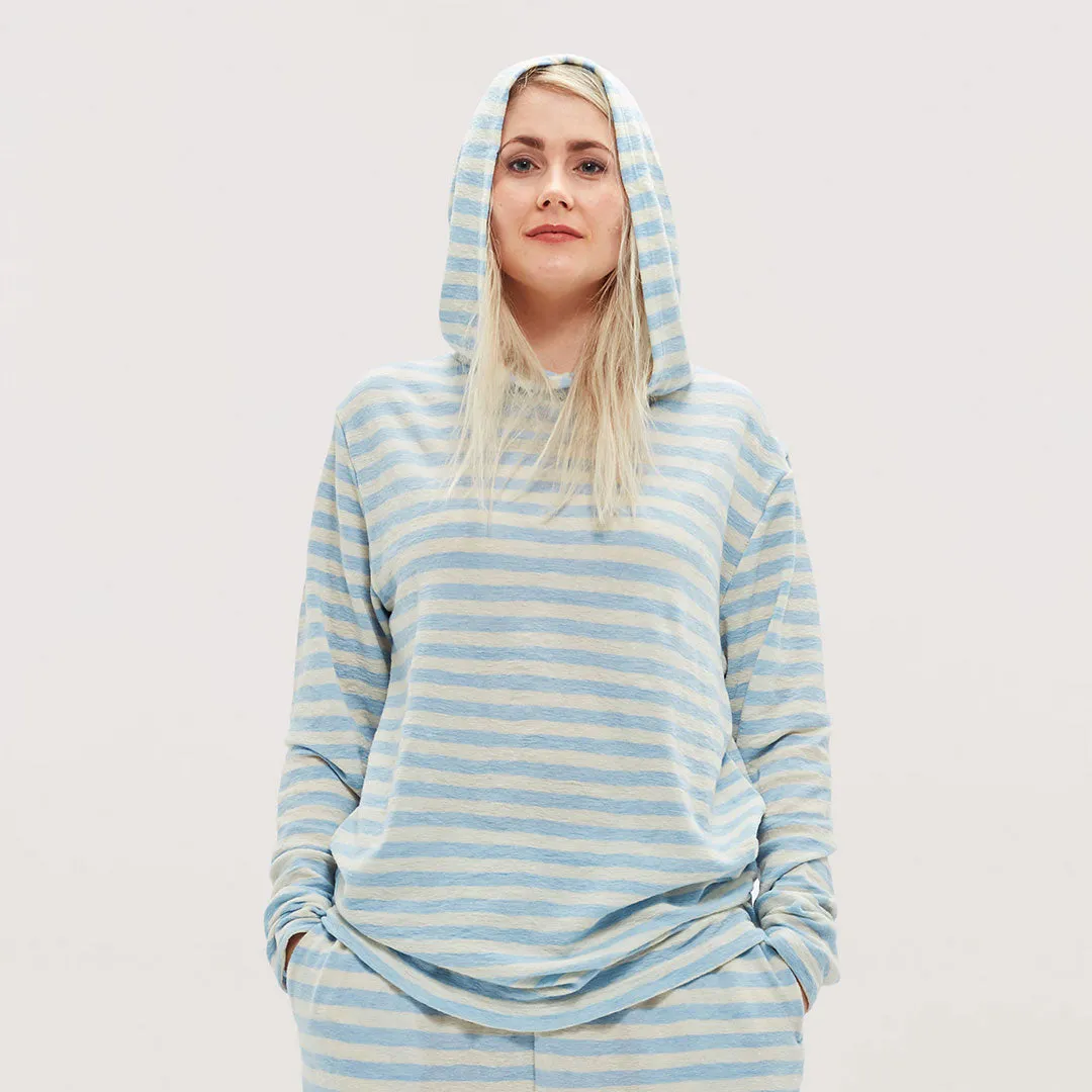 Hoodie i merinoull - unisexmodell med fllade kanter, Capers Melange