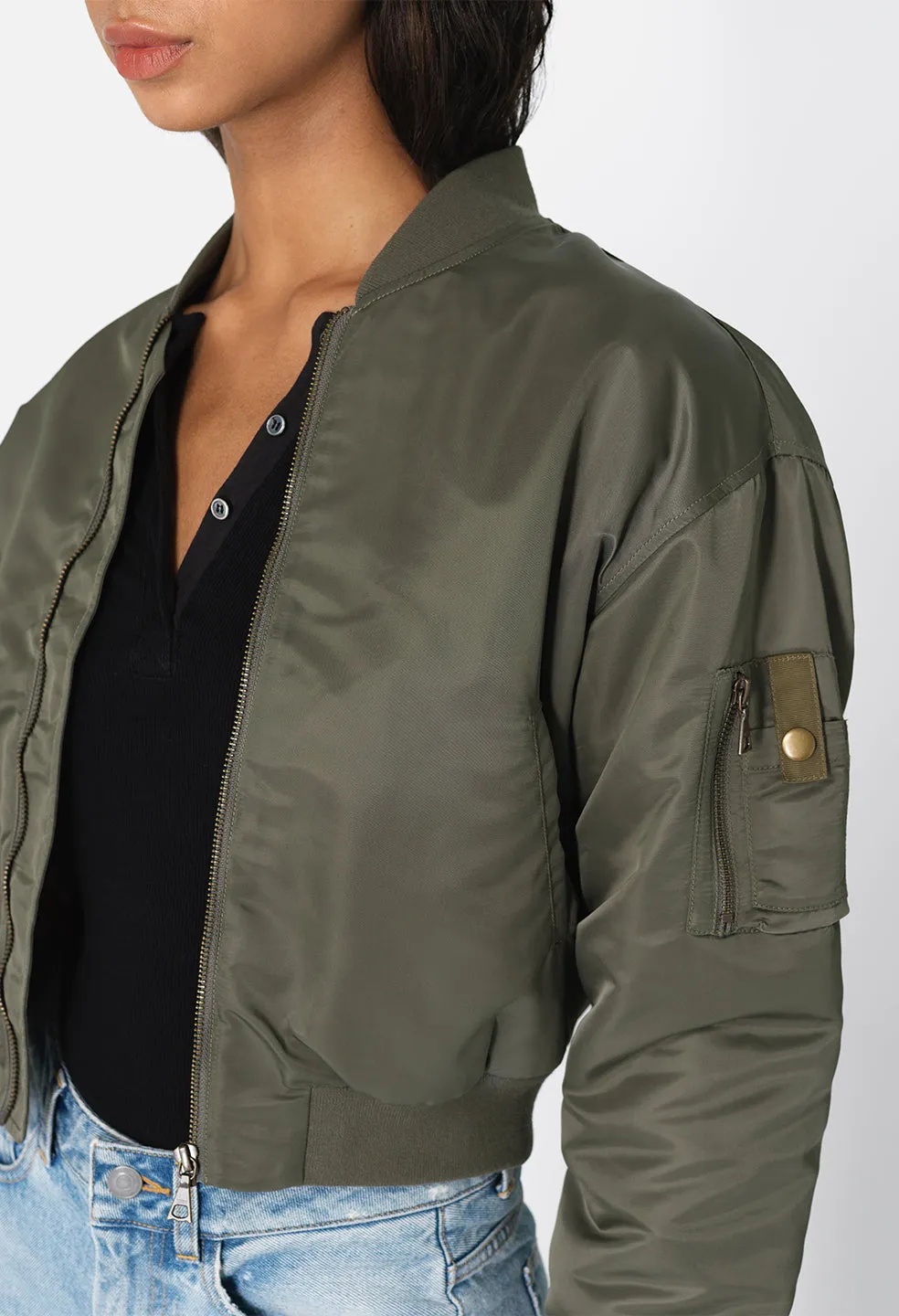 Hunter Cropped Bomber / Olive