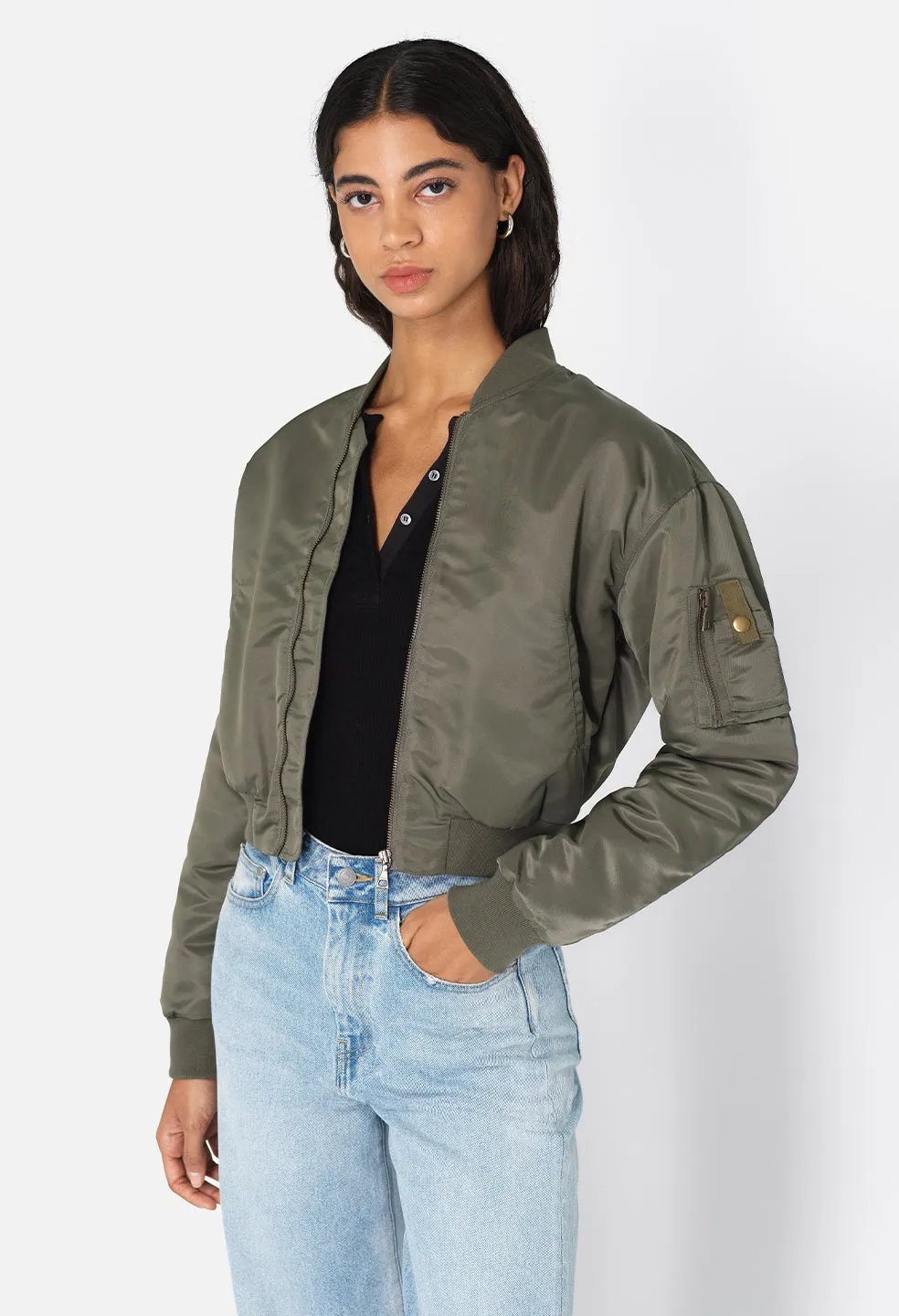 Hunter Cropped Bomber / Olive