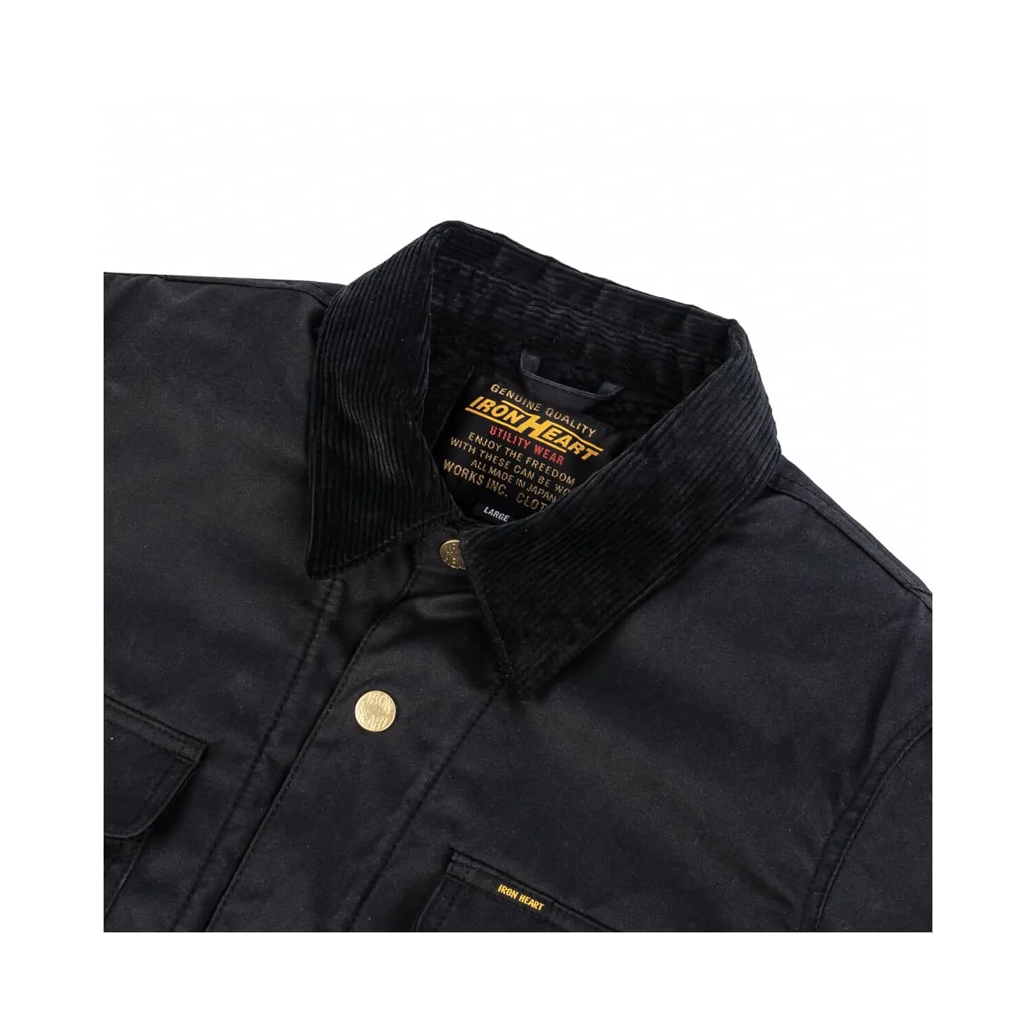 Final Sale: Iron Heart IHJ-114-BLK Black Chore Jacket in 7oz Oiled Cotton