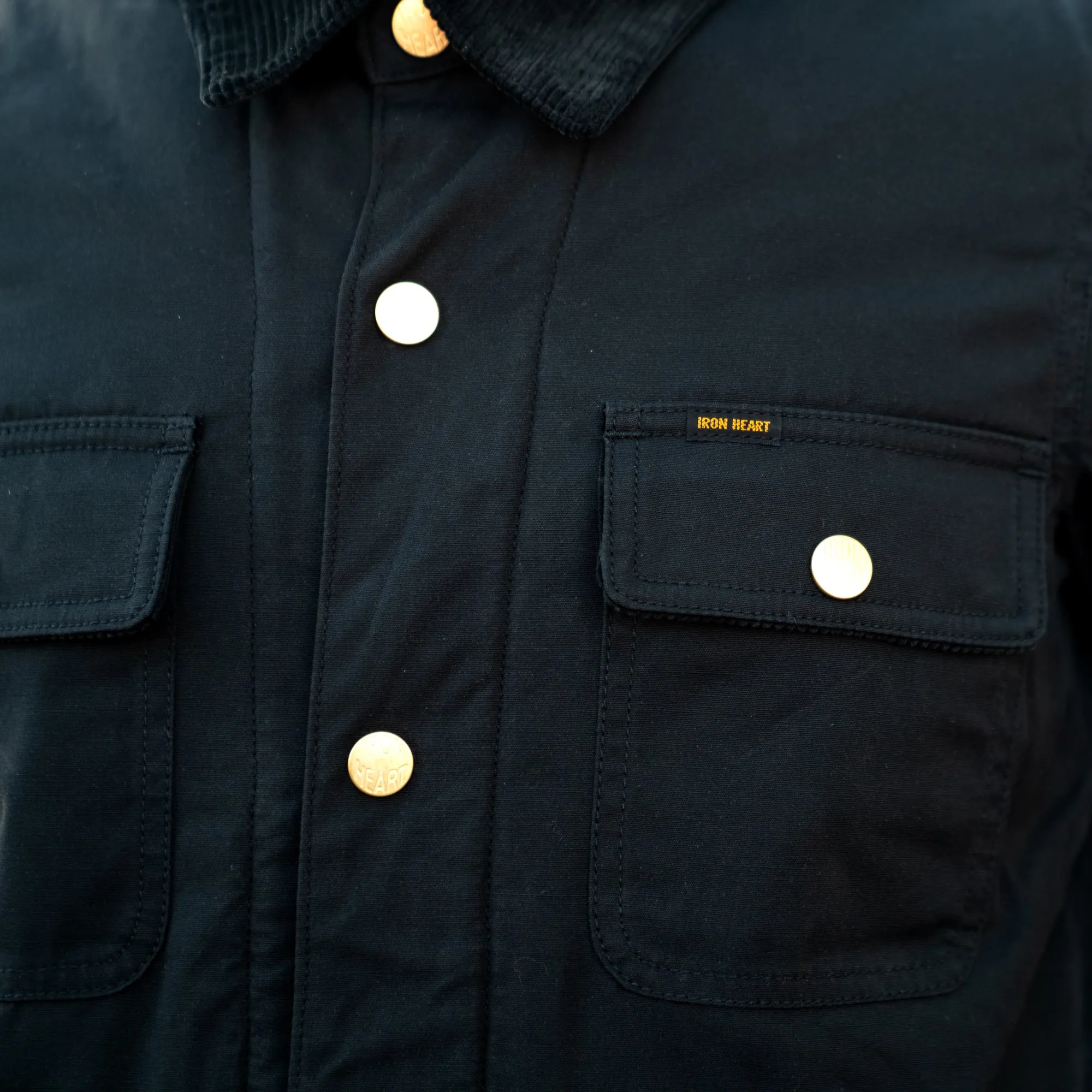 Final Sale: Iron Heart IHJ-114-BLK Black Chore Jacket in 7oz Oiled Cotton