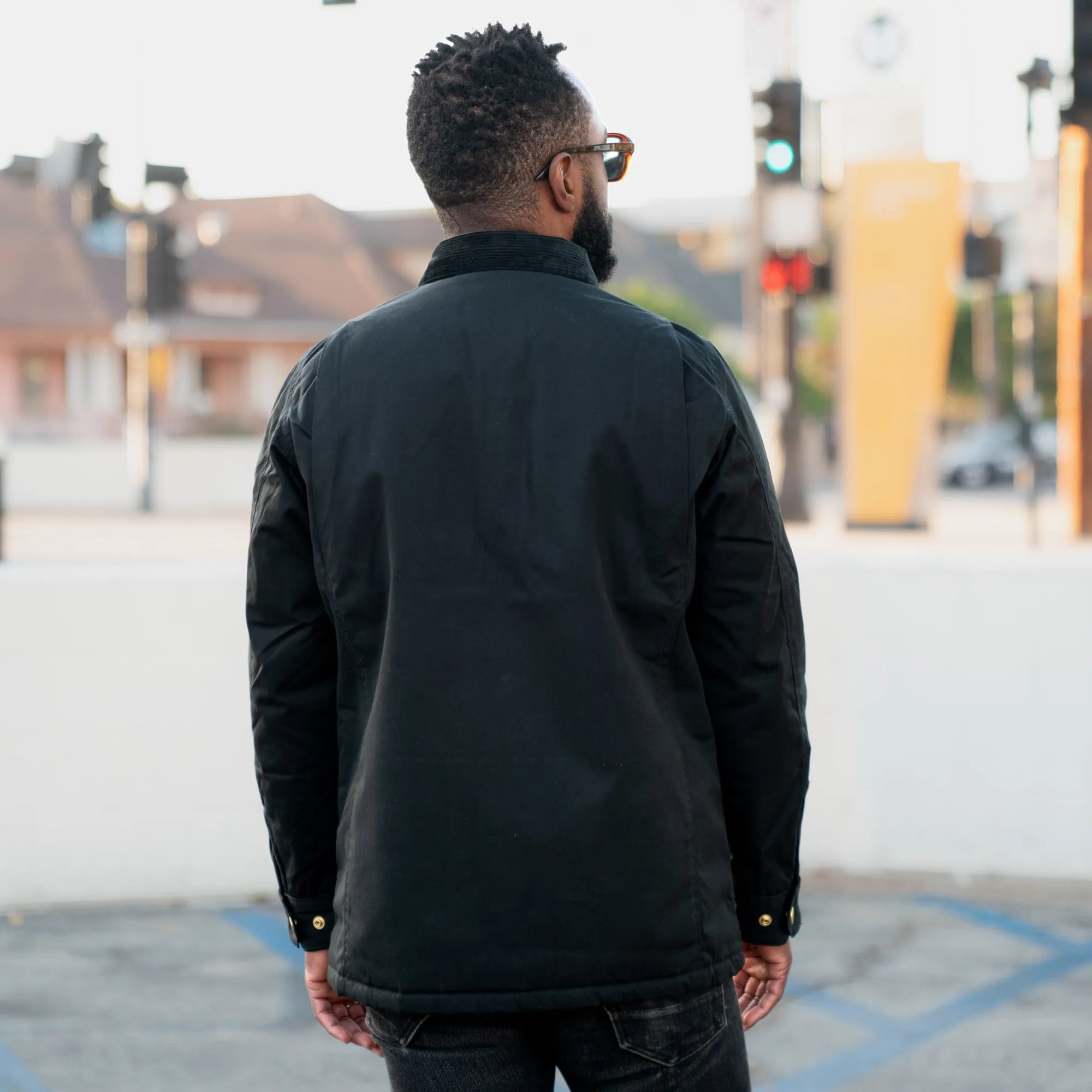 Final Sale: Iron Heart IHJ-114-BLK Black Chore Jacket in 7oz Oiled Cotton