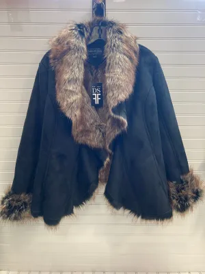 Jacket Faux Fur & Sherpa By Donna Salyers In Black & Brown, Size: Xl