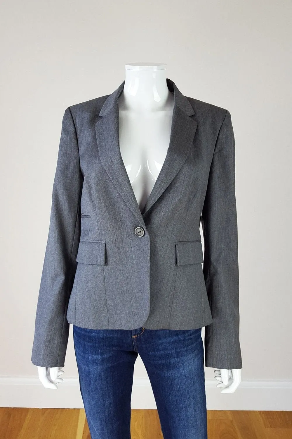 JOSEPH Grey Wool Mix Single Breasted Jacket (42)