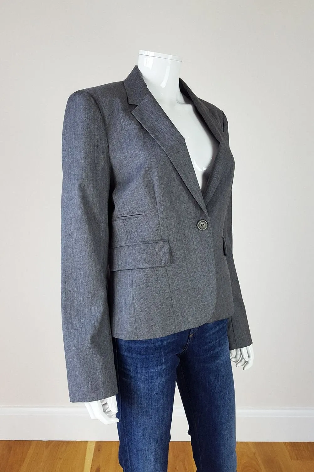 JOSEPH Grey Wool Mix Single Breasted Jacket (42)