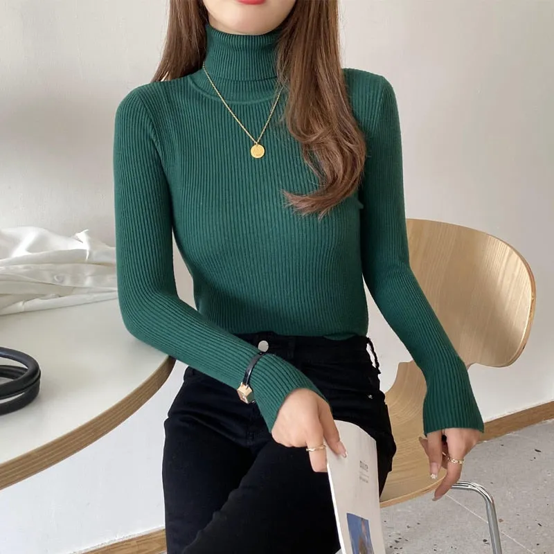 Knitted Ribbed Turtleneck Jumper