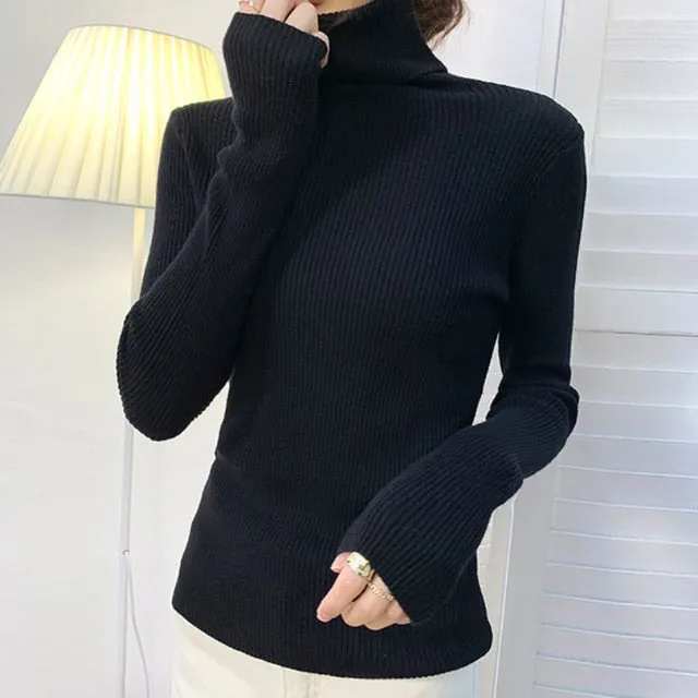 Knitted Ribbed Turtleneck Jumper