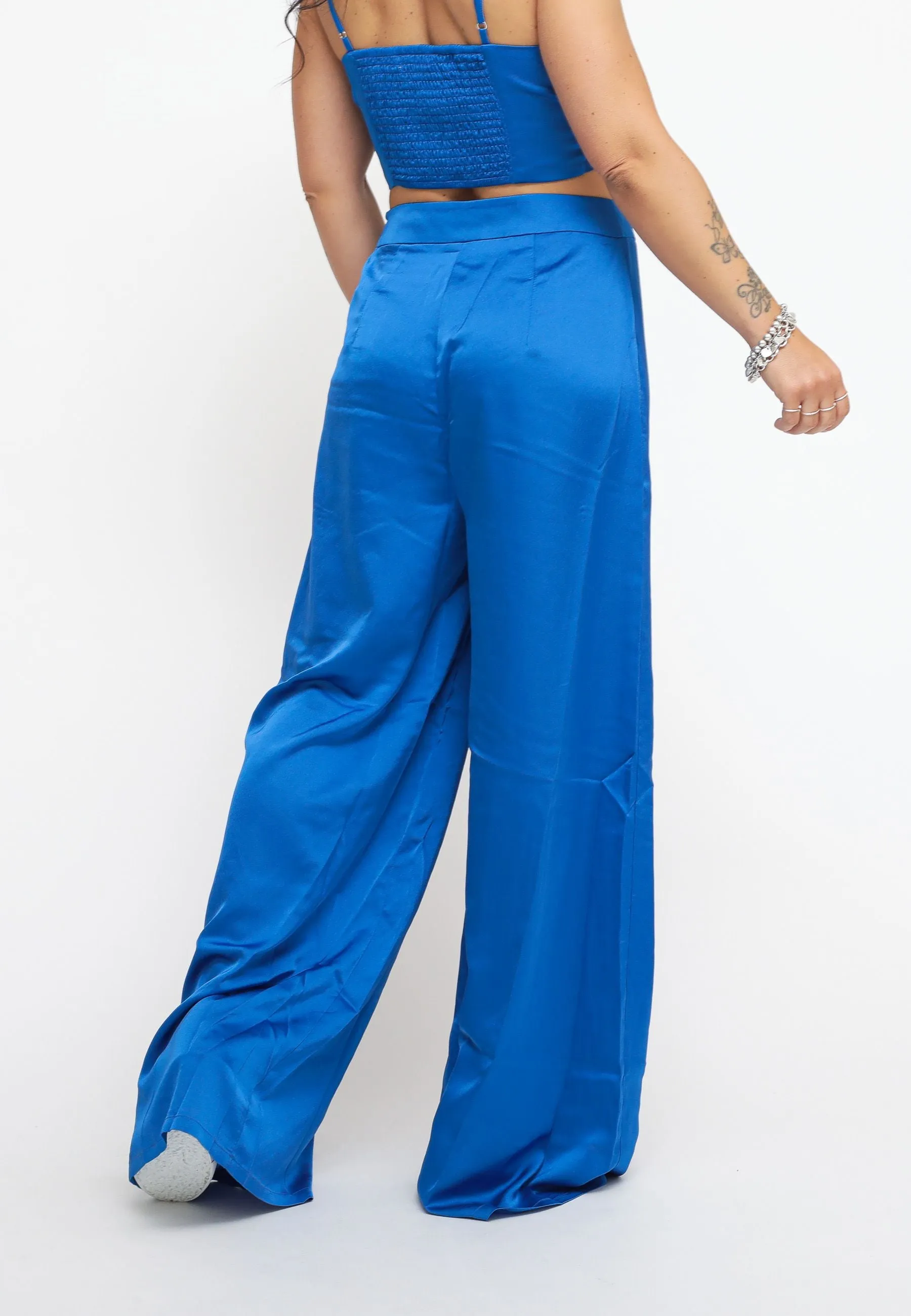 Ladies Trousers - Blue Sateen