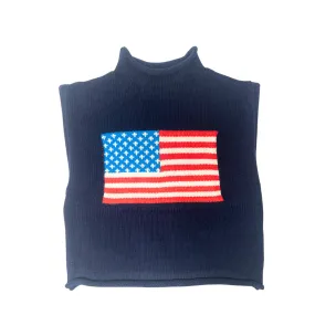 Latitude Children's Navy Sweater with American Flag