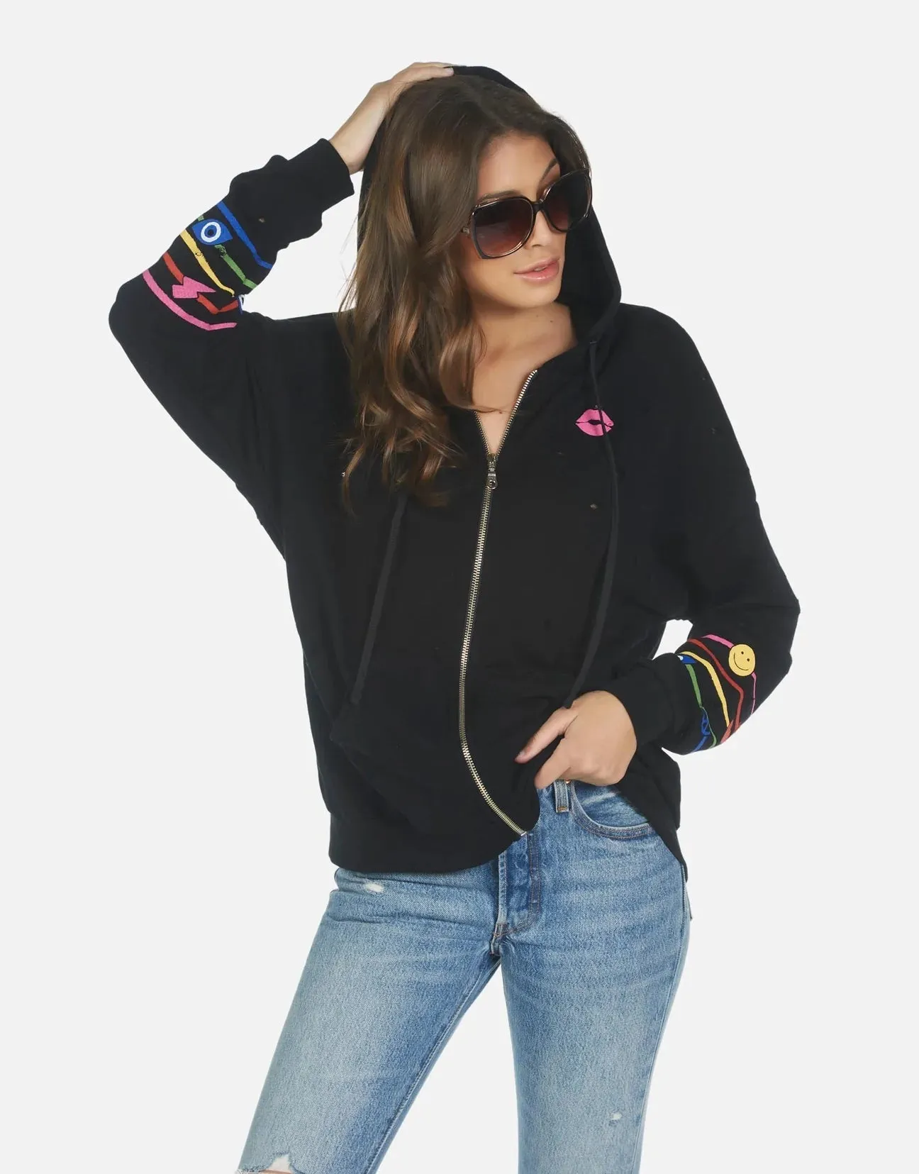 Lauren Moshi Koa Elements Rainbow Zip up Hoodie