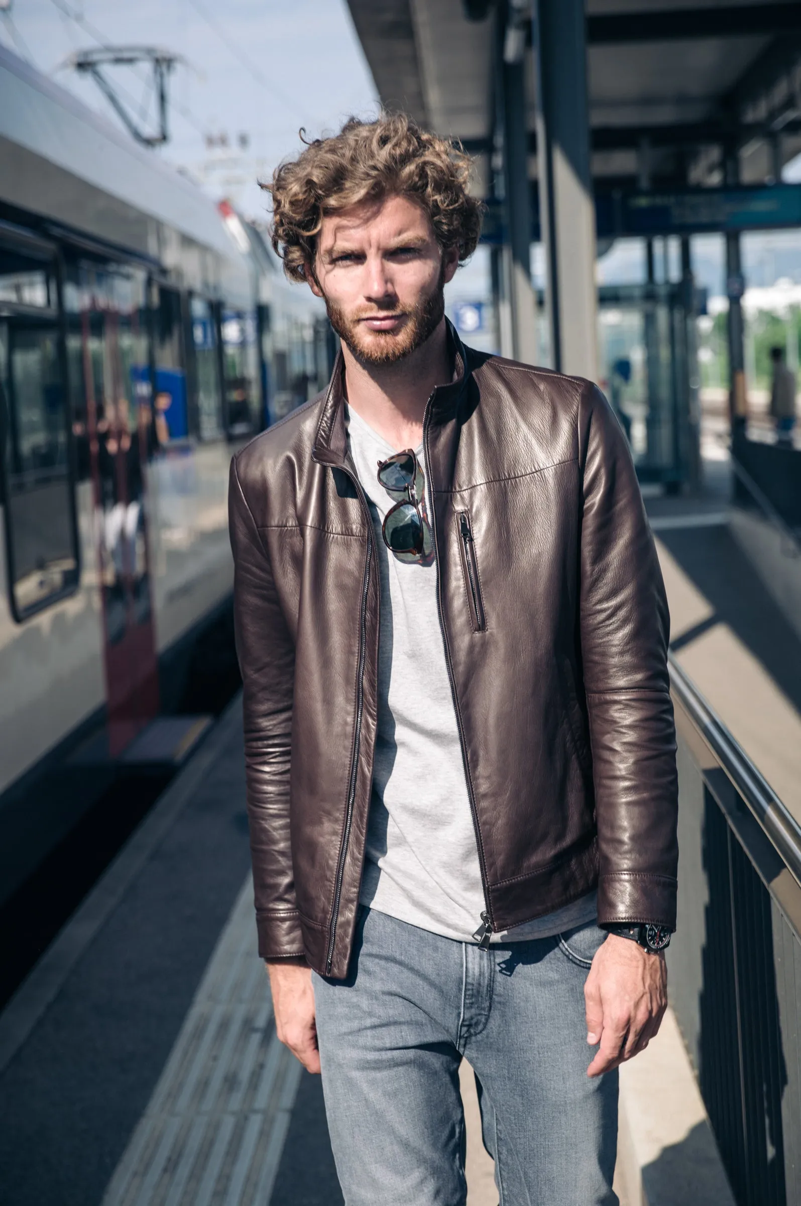 Leon leather bomber jacket (mountain brown)