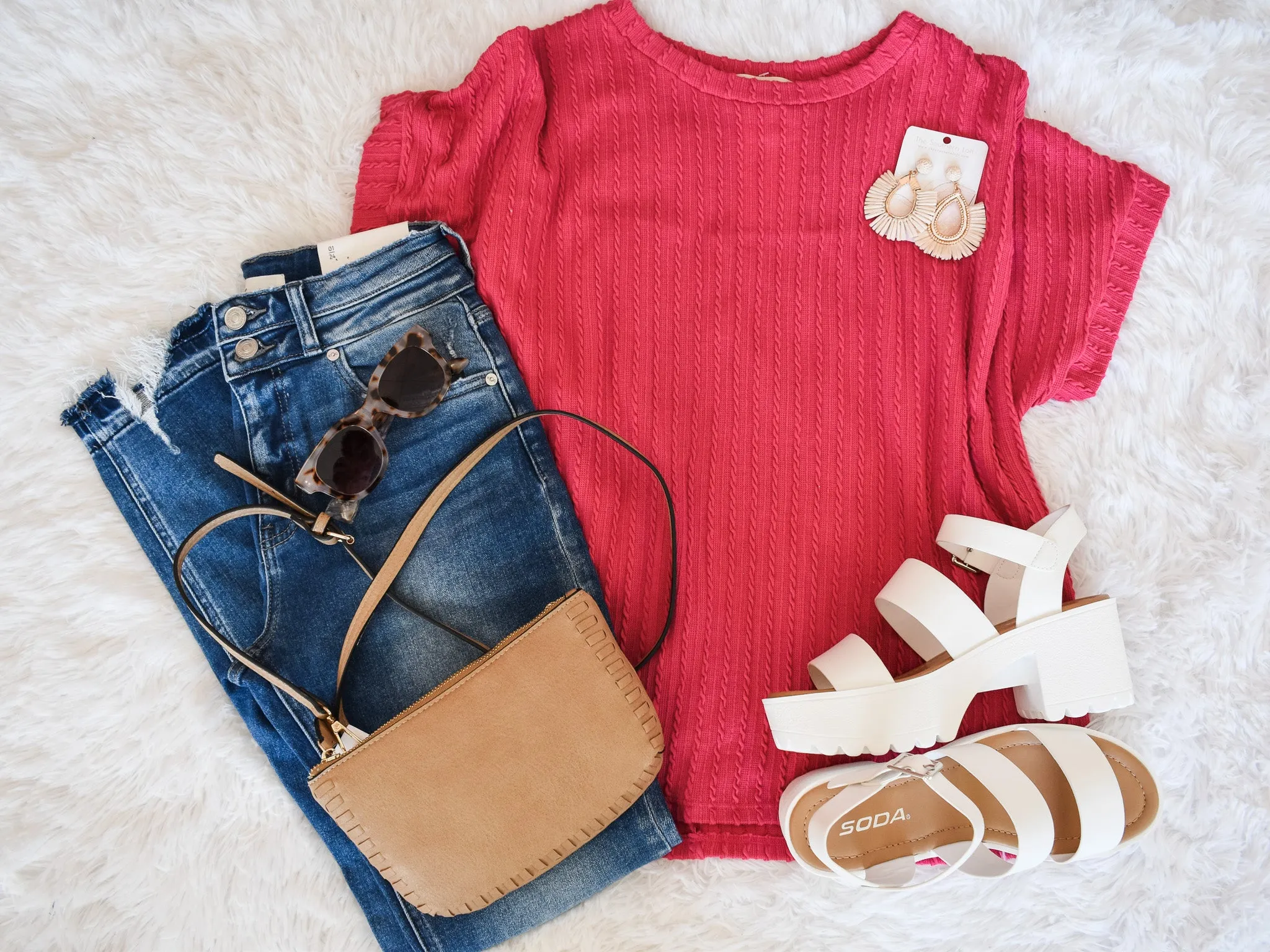 Let It Slide Cable Knit Top