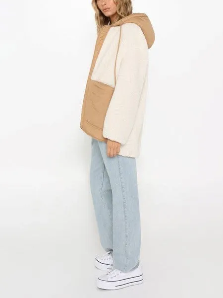 LOST IN LUNAR Halle Hooded Sherpa Jacket